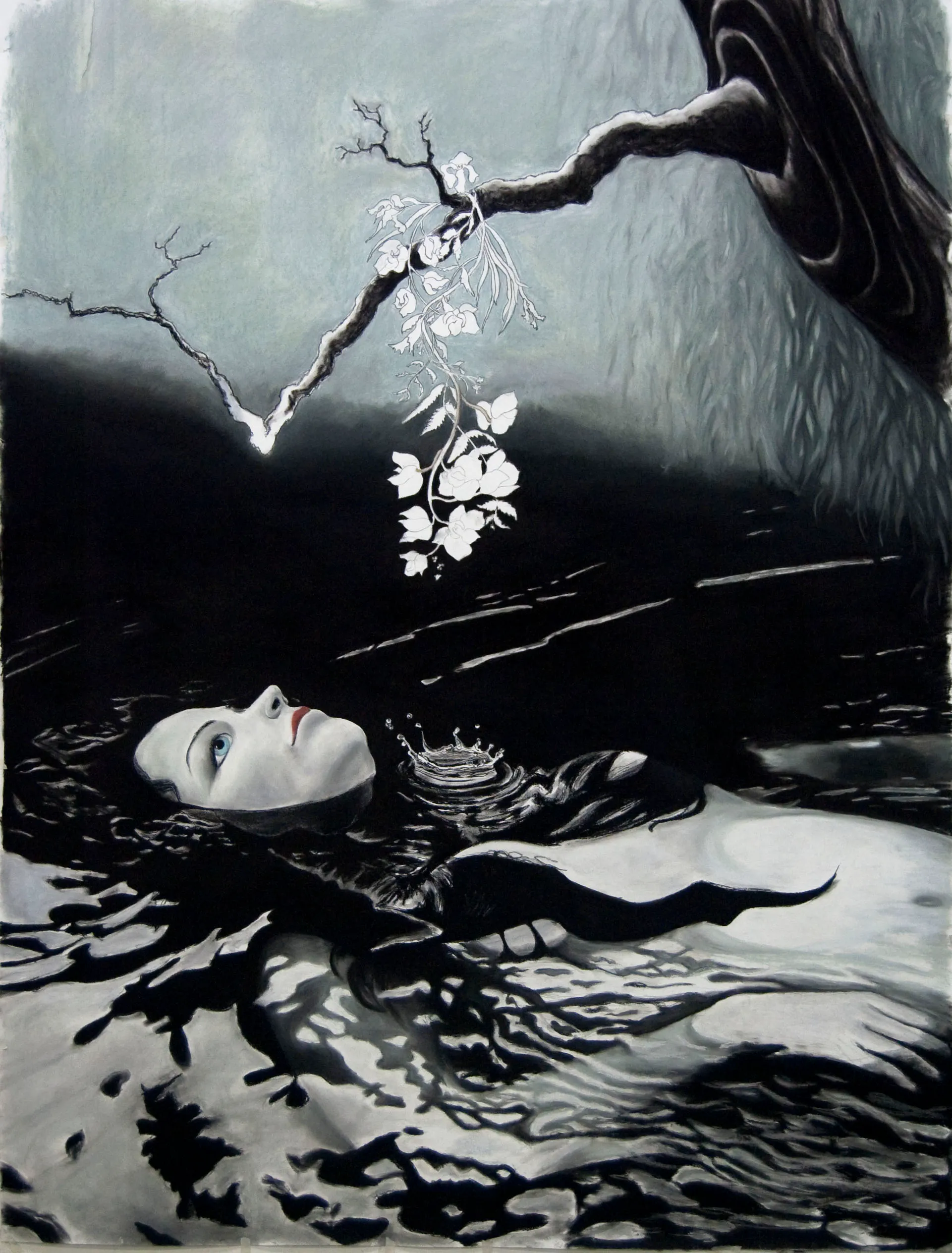 Ophelia. Pastel on paper, 200x150 cm