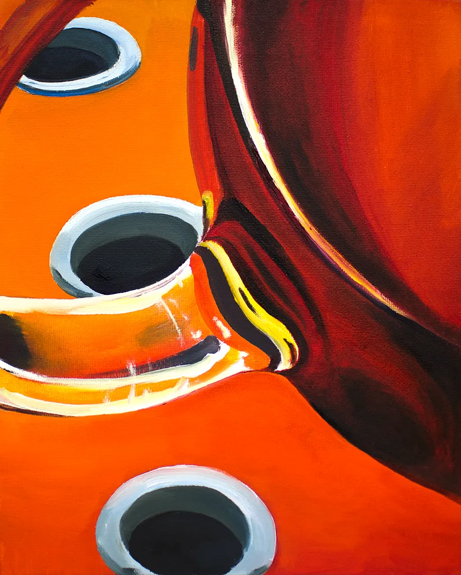 Circles in red. Oil on canvas. 24×30 cm