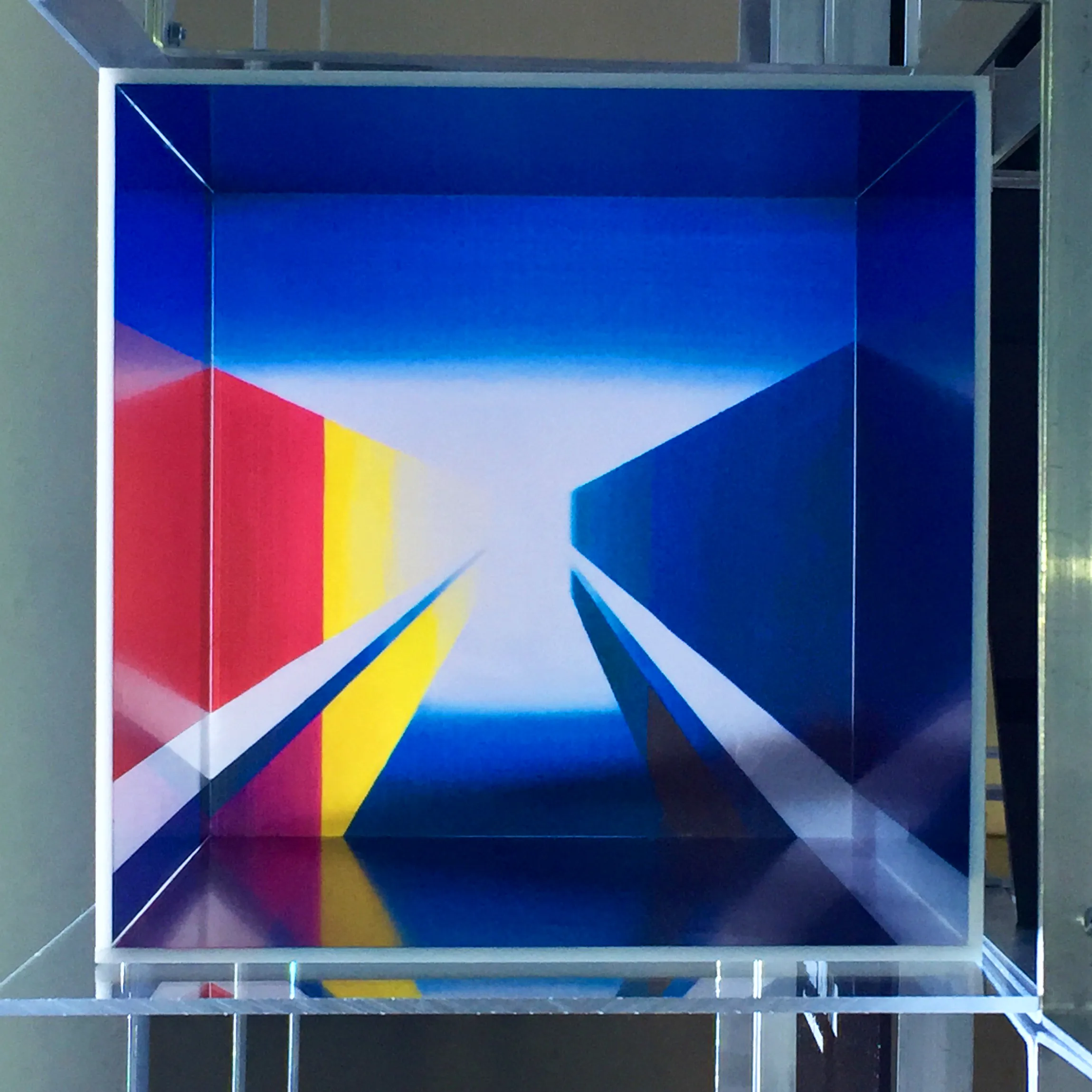 Vanishing Point — Cube, close-up of a painted cube installation