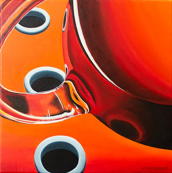 Circular Warmth. Oil on linen. 50×50 cm.