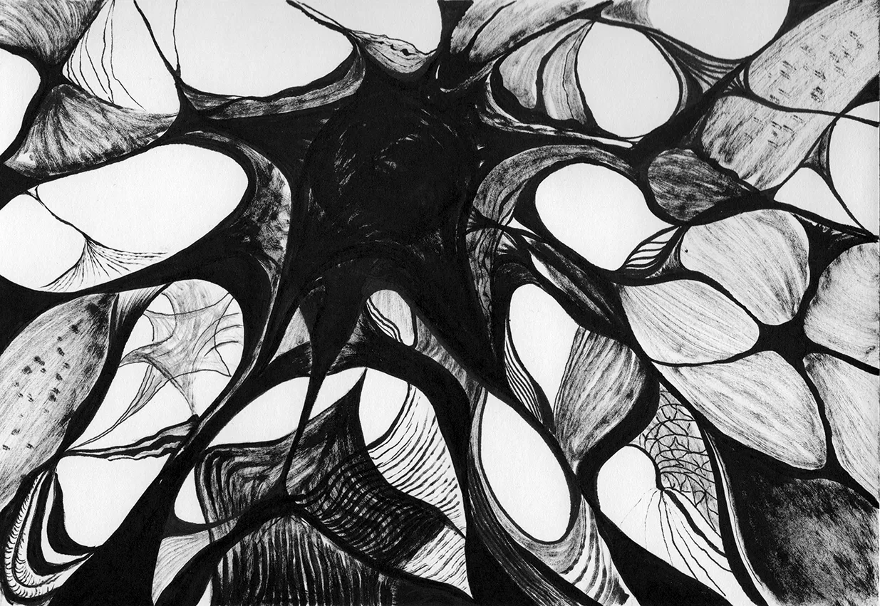 Dark flow. Ink on paper, 10x15 cm