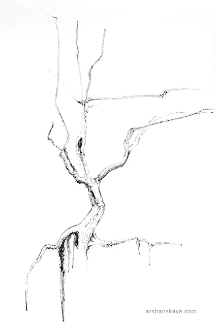 Dry Tree. Ink on paper. ca 40 x 30 cm