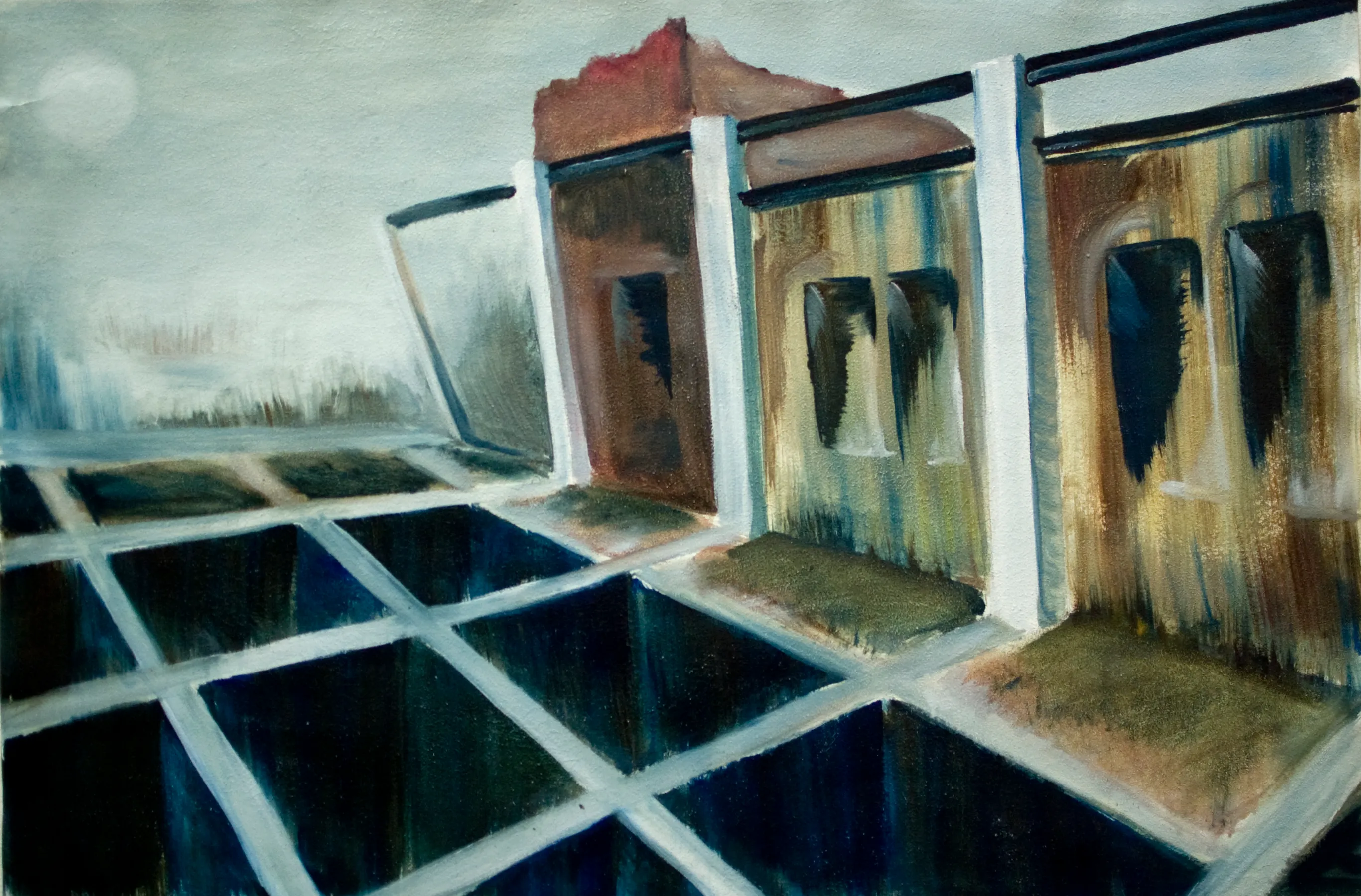 Dam. Oil on paper, 70x100 cm