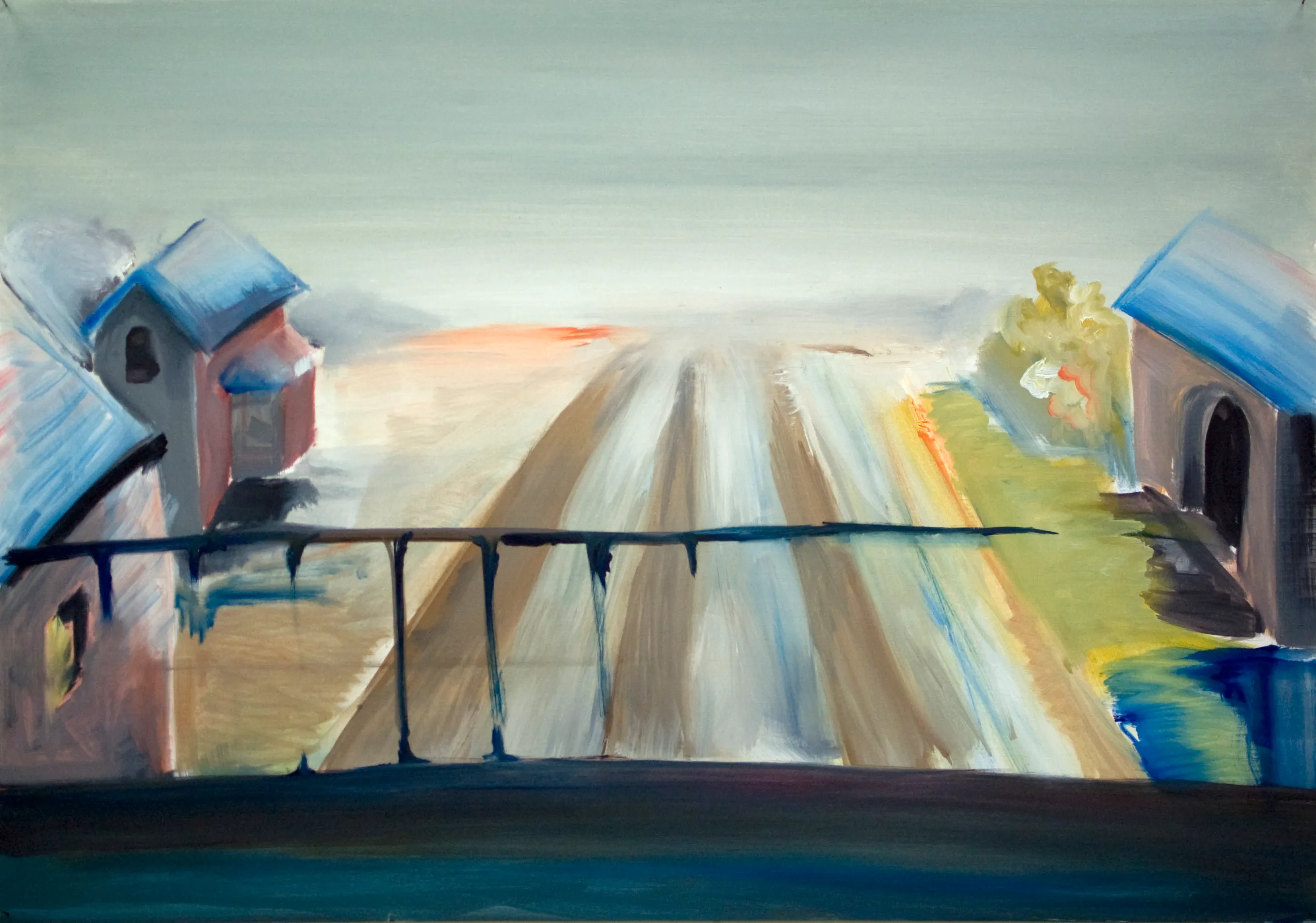 Railway. Oil on paper, 70x100 cm